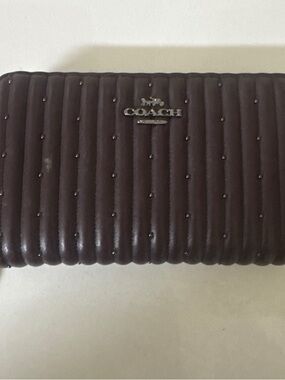 Coach Quilted Zip Wallet in Dark Brown